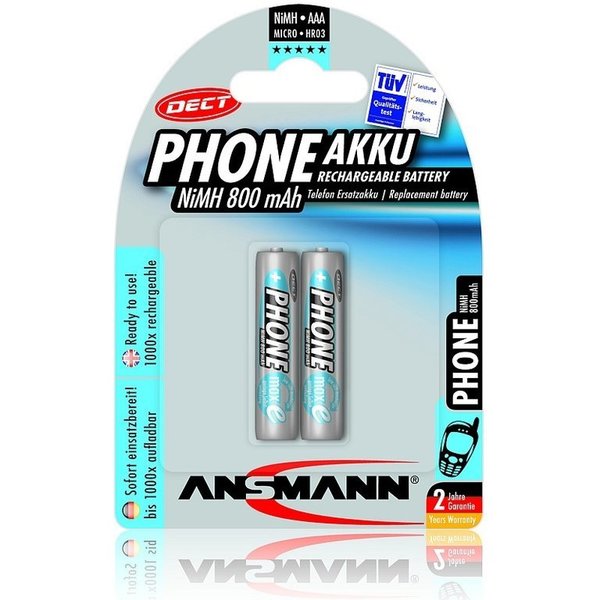 1x2 Ansmann maxE NiMH Akku Micro AAA 800 mAh DECT PHONE