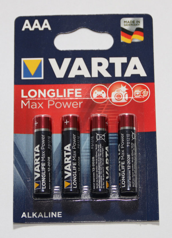 Varta Batterie Longlife Max Power AAA Micro 4er Pack #4703 ehem. Max Tech
